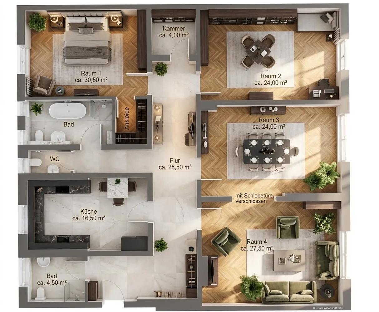 4 Zimmer Wohnung mit 161 m² in München – Bild 2