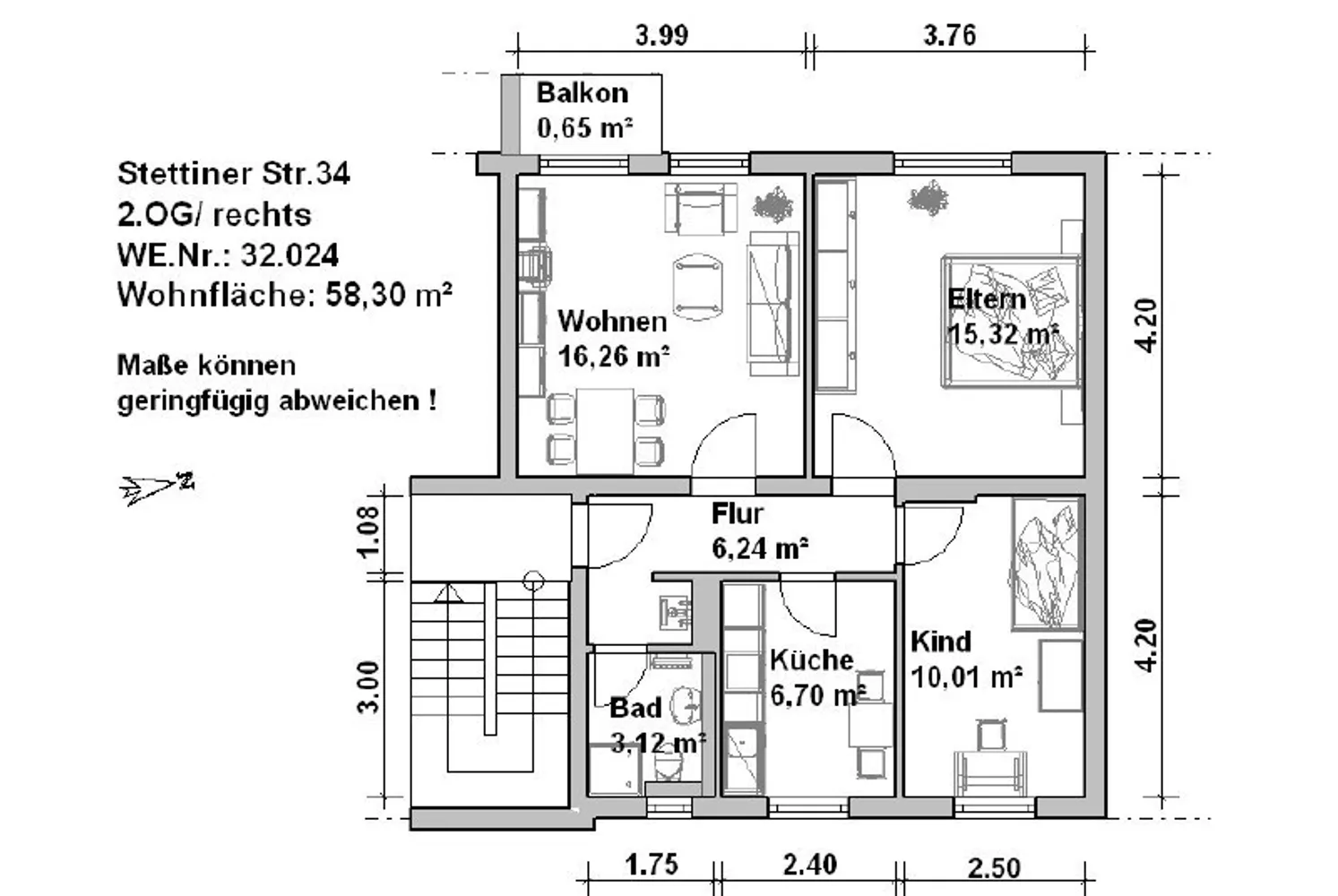 3 Zimmer Wohnung mit 58 m² in Minden – Bild 9