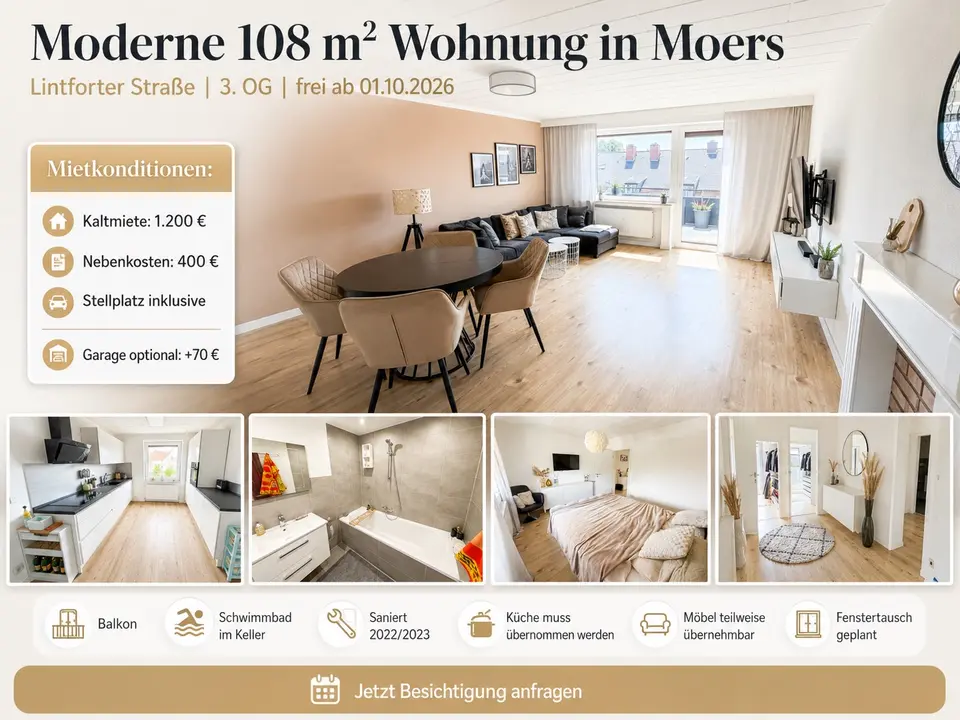 5 Zimmer Wohnung mit 108 m² in Moers – Bild 1