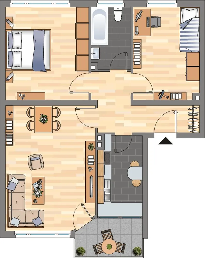 3 Zimmer Wohnung mit 66 m² in Düsseldorf – Bild 1