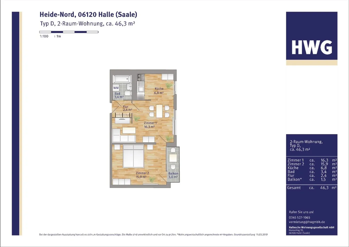 2 Zimmer Wohnung mit 47 m² in Halle (Saale) – Bild 1