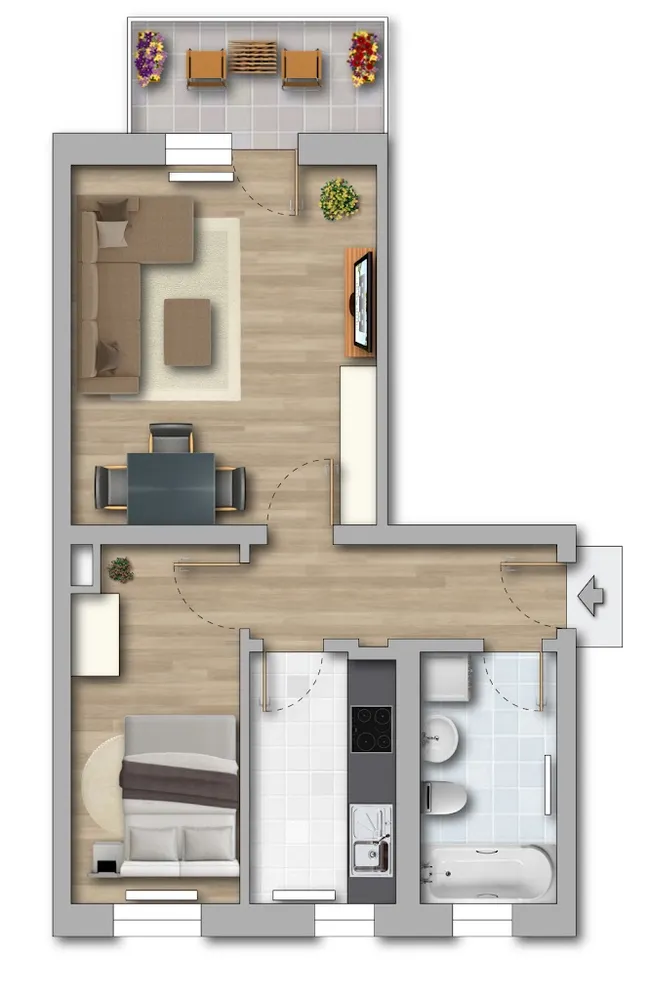 2 Zimmer Wohnung mit 44 m² in Merseburg – Bild 1