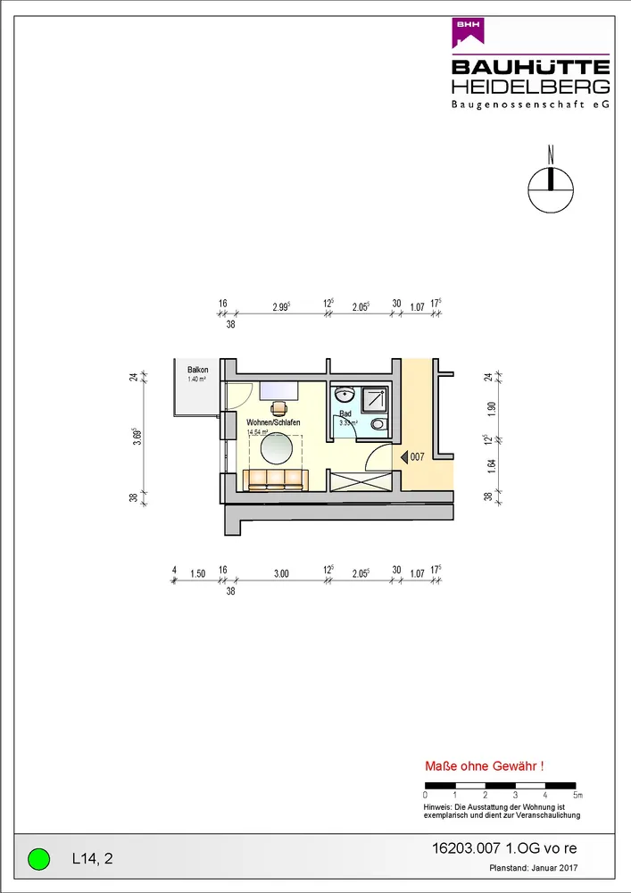 1 Zimmer Wohnung mit 26 m² in Mannheim – Bild 2