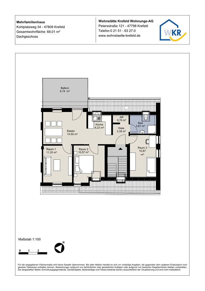 3 Zimmer Wohnung mit 68 m² in Krefeld – Bild 9