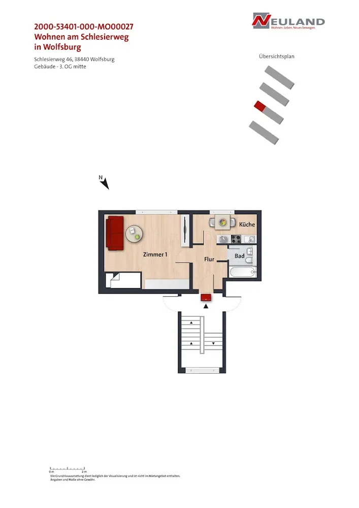 1 Zimmer Wohnung mit 36 m² in Wolfsburg – Bild 2