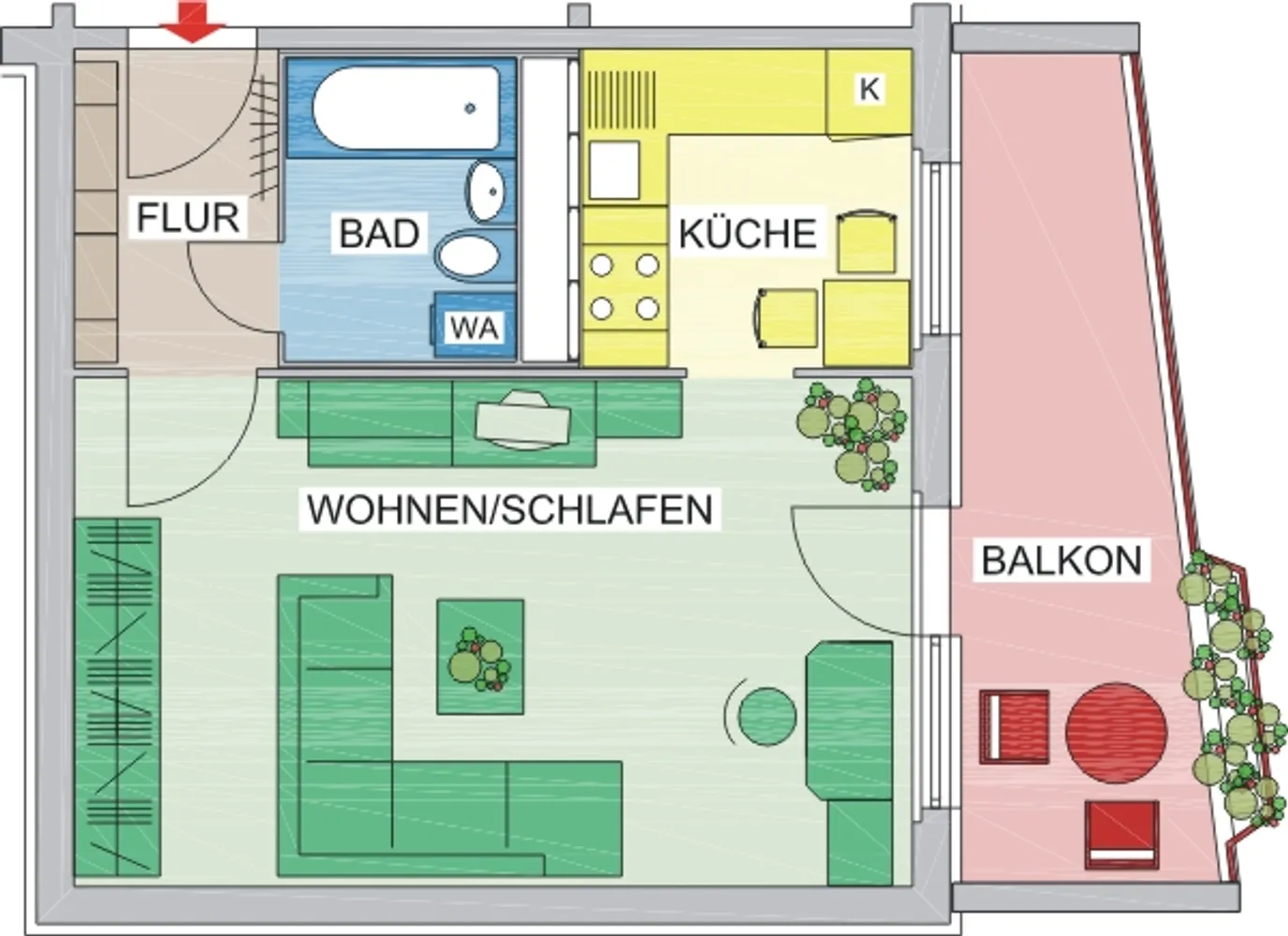 1 Zimmer Wohnung mit 37 m² in Chemnitz – Bild 2
