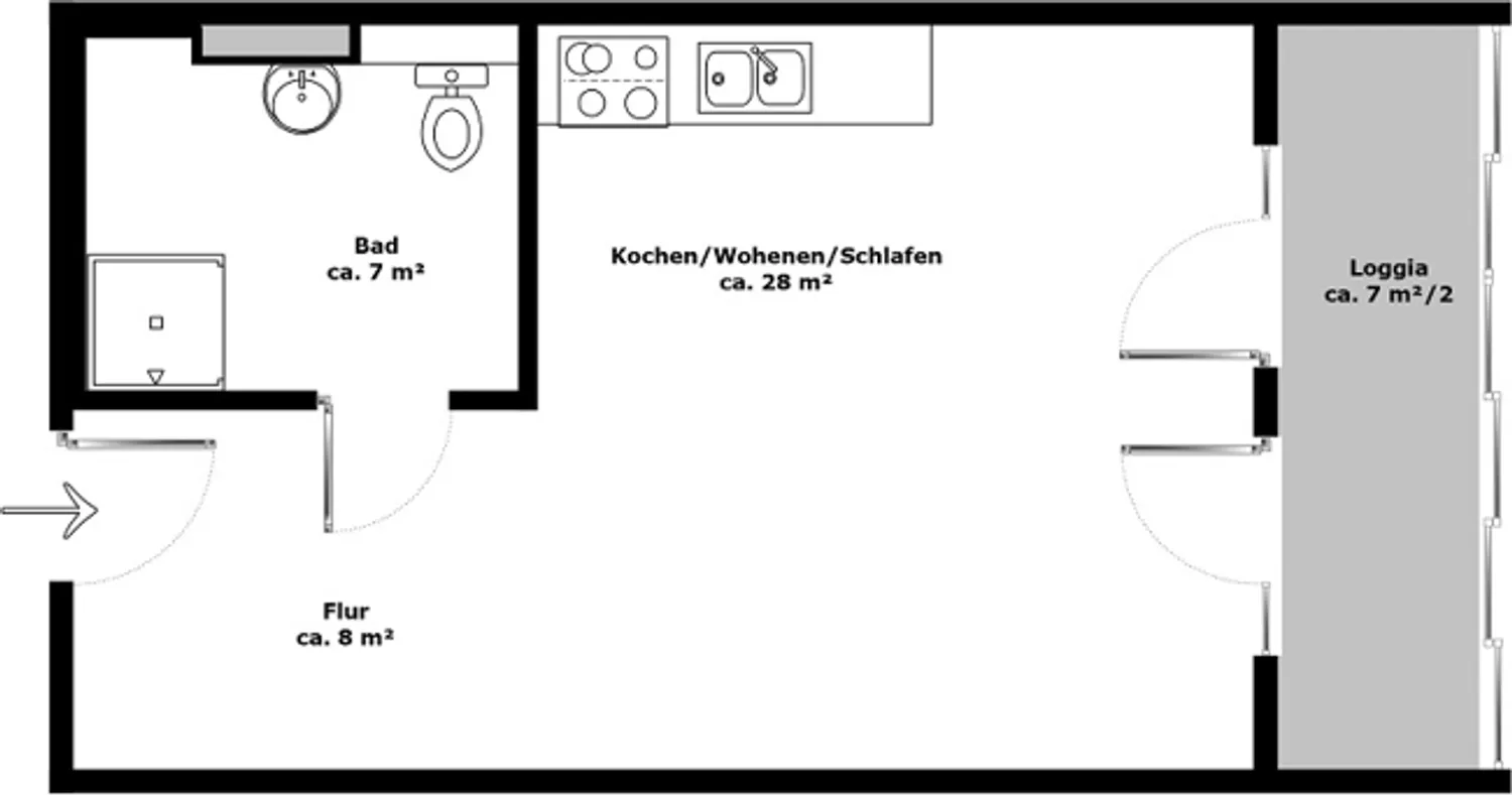 1 Zimmer Wohnung mit 43 m² in Dresden – Bild 2