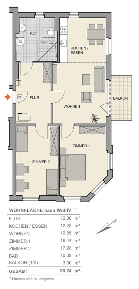3 Zimmer Wohnung mit 93 m² in Dresden – Bild 2