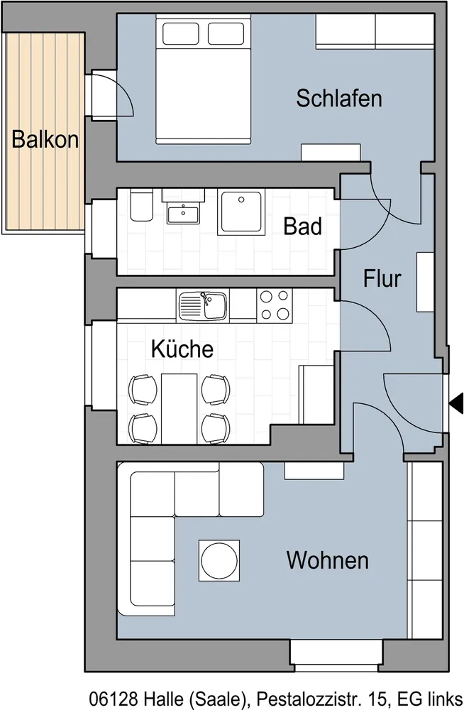 2 Zimmer Wohnung mit 50 m² in Halle (Saale) – Bild 3