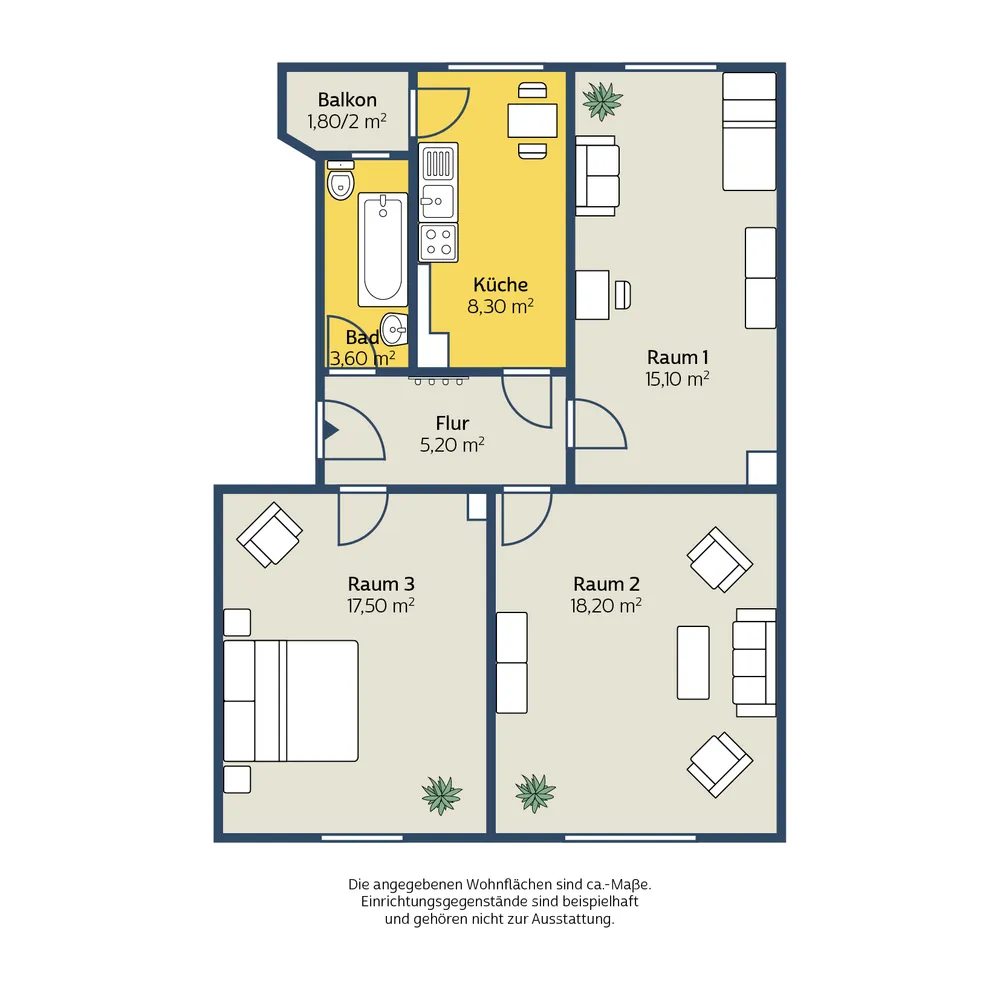 3 Zimmer Wohnung mit 69 m² in Leipzig – Bild 2