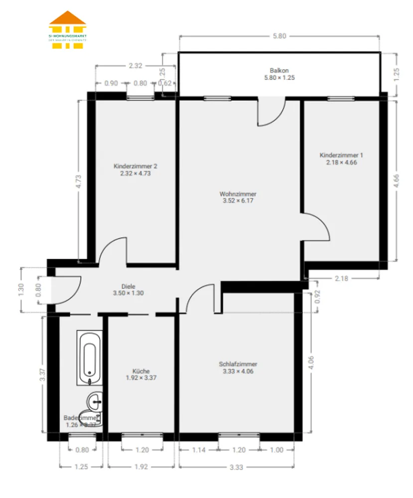 4 Zimmer Wohnung mit 72 m² in Chemnitz – Bild 3