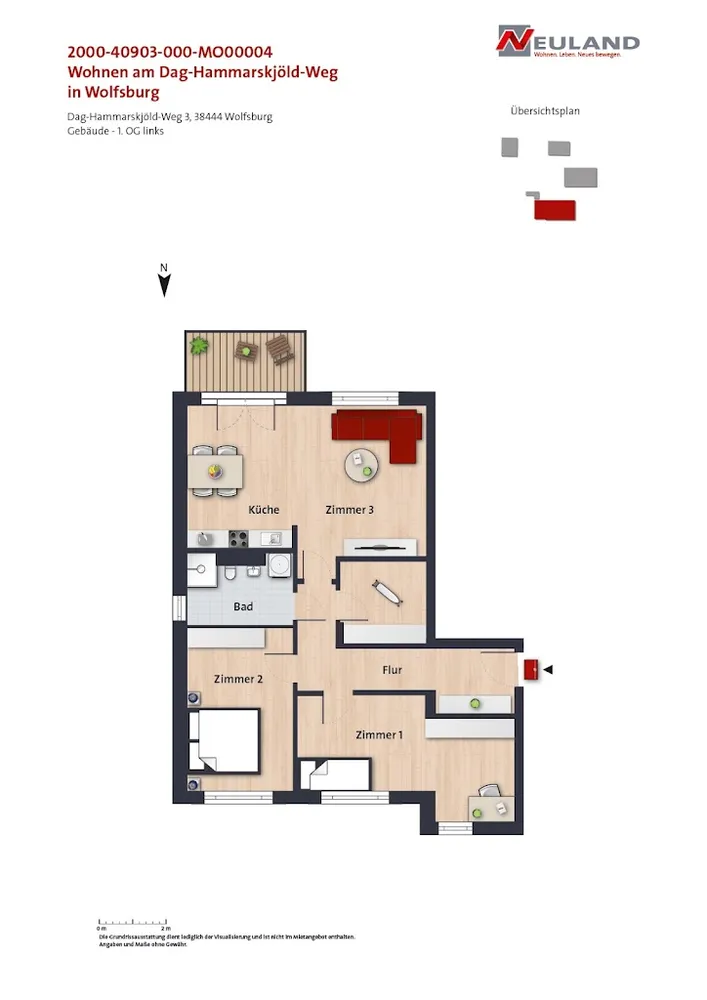 3 Zimmer Wohnung mit 85 m² in Wolfsburg – Bild 1