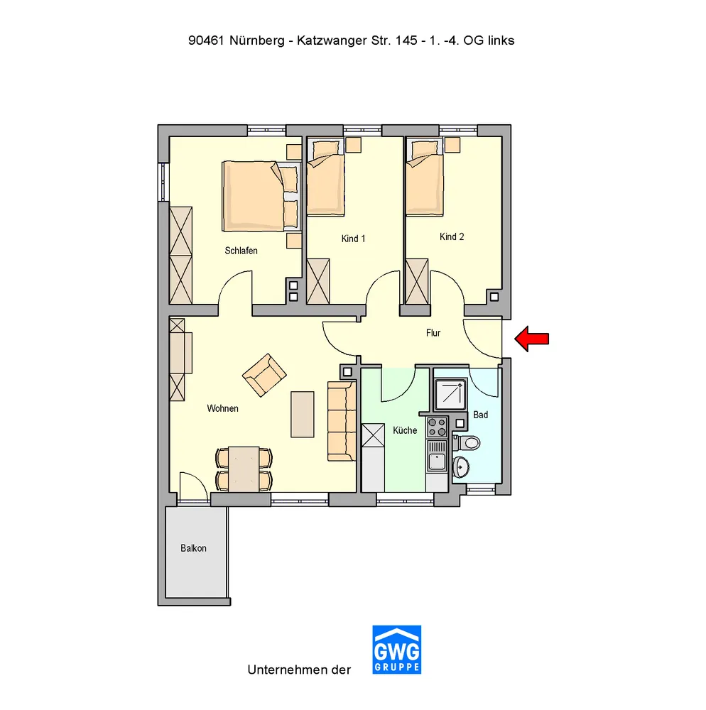 4 Zimmer Wohnung mit 77 m² in Nürnberg – Bild 2