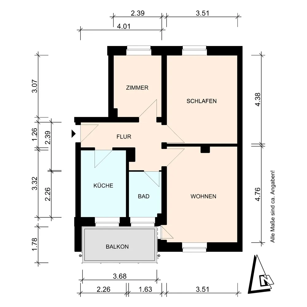 3 Zimmer Wohnung mit 60 m² in Lübeck – Bild 4