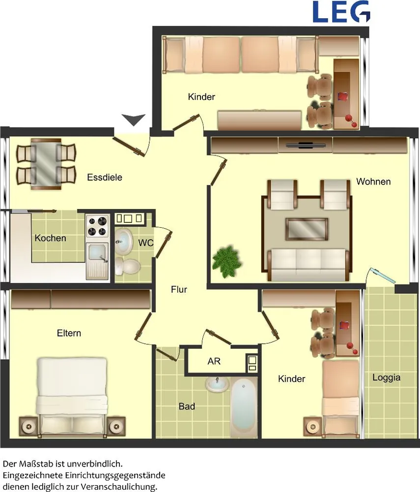 5 Zimmer Wohnung mit 90 m² in Hamm – Bild 2