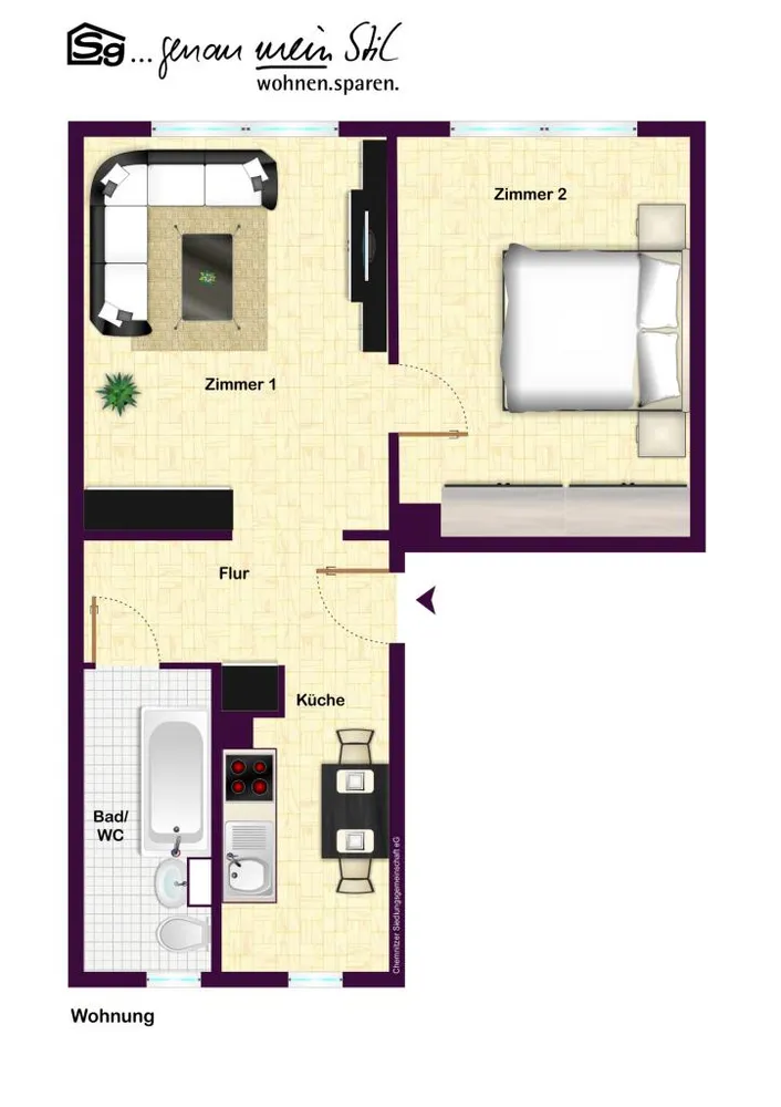 2 Zimmer Wohnung mit 46 m² in Chemnitz – Bild 8