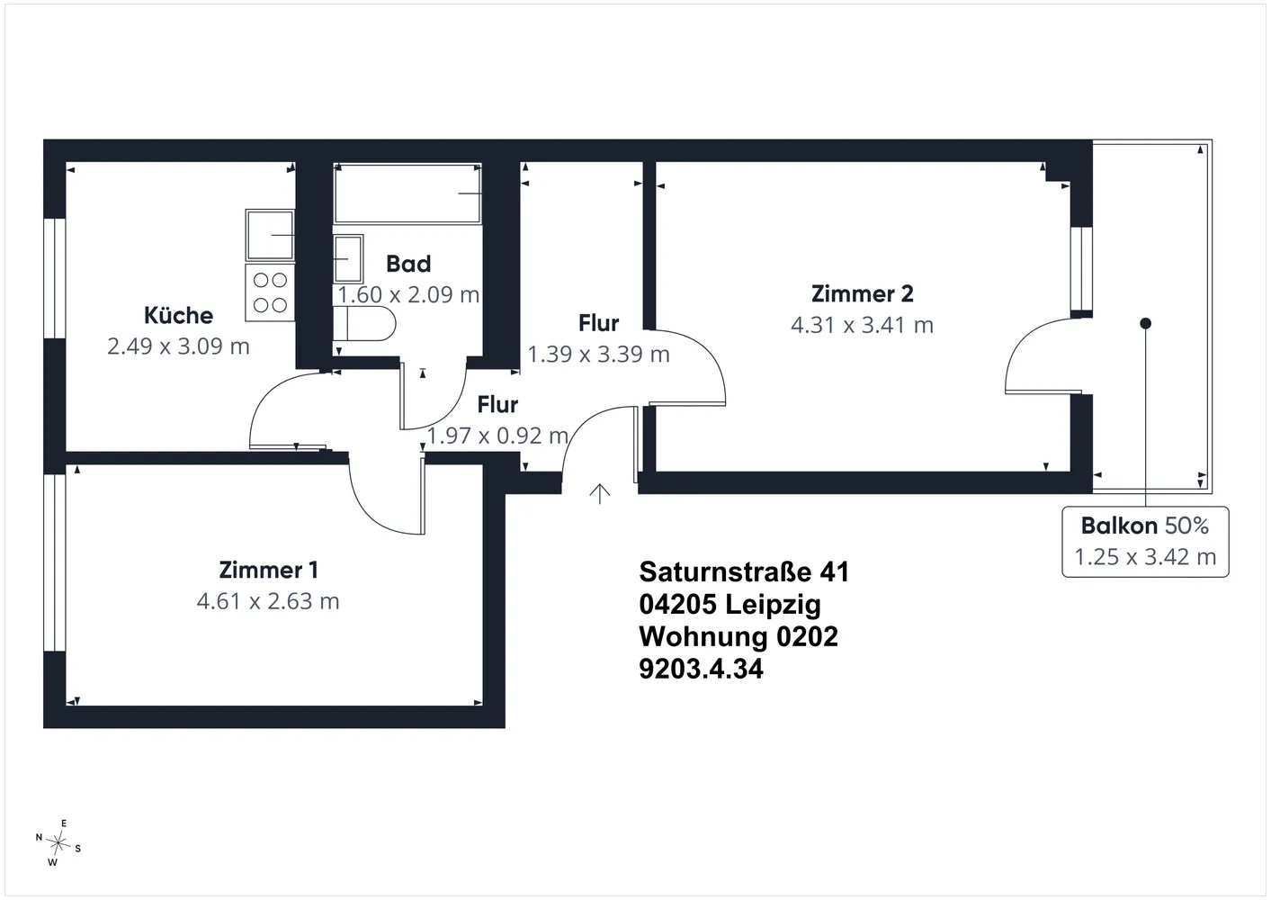2 Zimmer Wohnung mit 48 m² in Leipzig – Bild 1