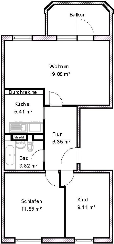 3 Zimmer Wohnung mit 57 m² in Magdeburg – Bild 6
