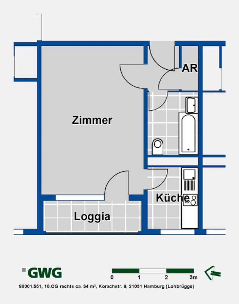 1 Zimmer Wohnung mit 34 m² in Hamburg – Bild 6