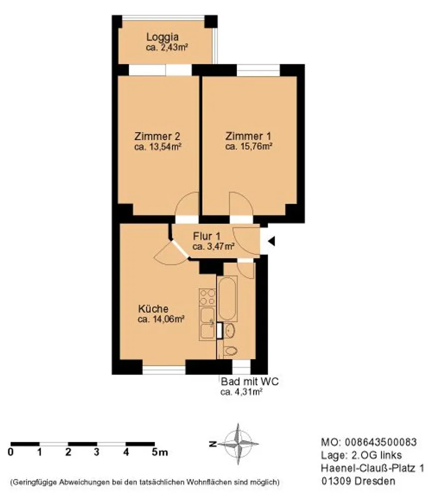 2 Zimmer Wohnung mit 56 m² in Dresden – Bild 3
