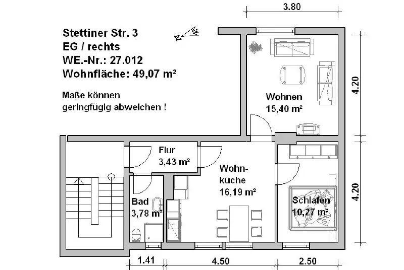 2 Zimmer Wohnung mit 49 m² in Minden – Bild 6