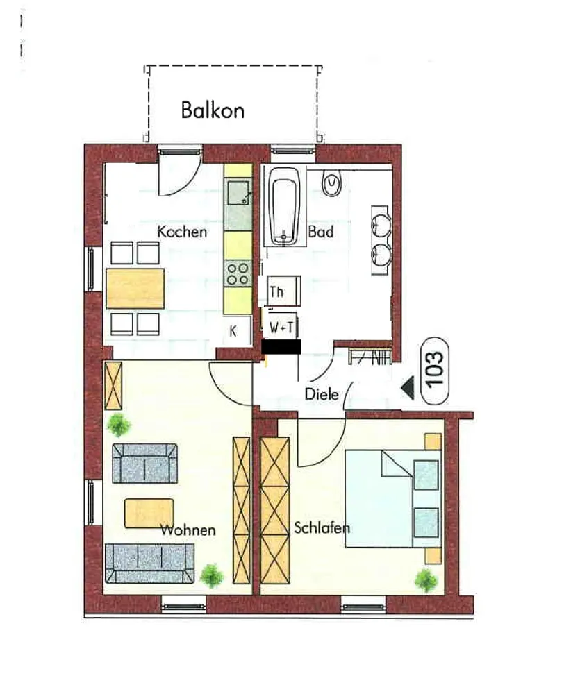 2 Zimmer Wohnung mit 58 m² in Augsburg – Bild 2