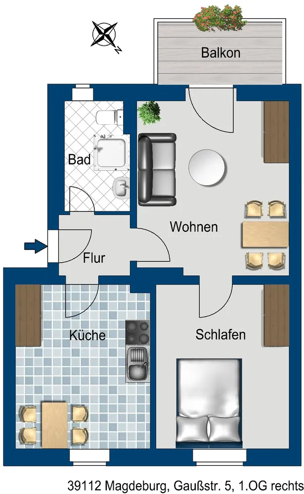 2 room apartment with 52 m² in Magdeburg – Photo 2