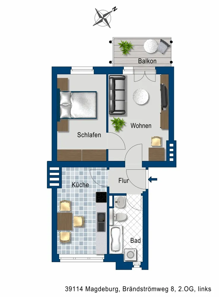 2 Zimmer Wohnung mit 47 m² in Magdeburg – Bild 2