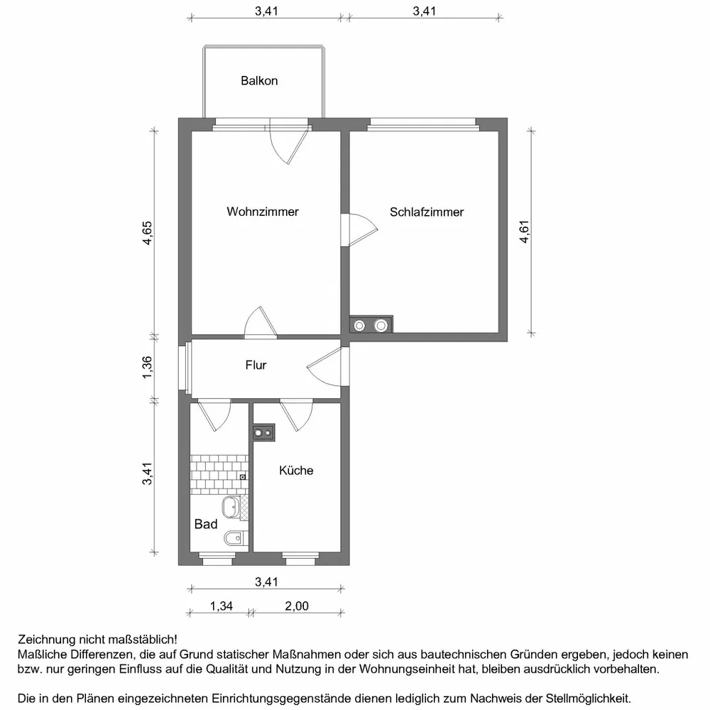 2 Zimmer Wohnung mit 49 m² in Zwickau – Bild 3