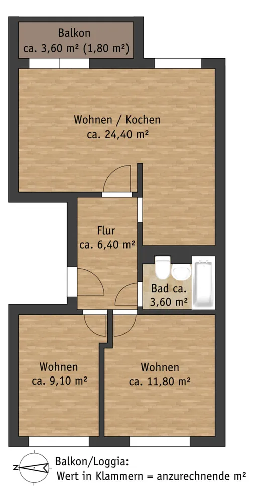 3 Zimmer Wohnung mit 57 m² in Pirna – Bild 6