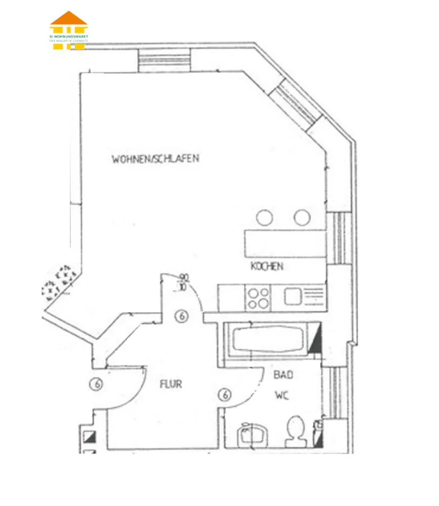 1 room apartment with 42 m² in Chemnitz – Photo 6