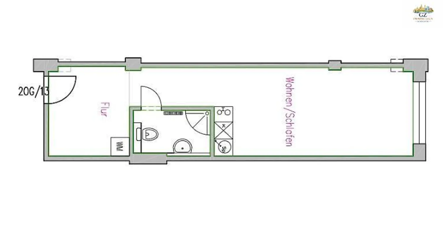1 Zimmer Wohnung mit 33 m² in Dresden – Bild 2