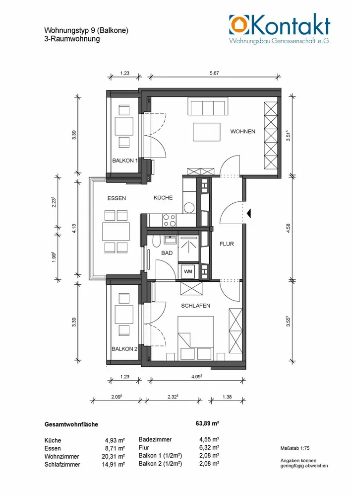 2 Zimmer Wohnung mit 64 m² in Leipzig – Bild 2