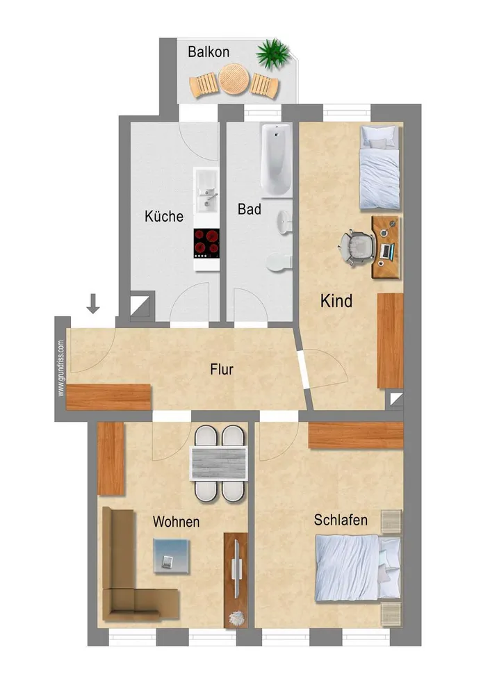 3 Zimmer Wohnung mit 72 m² in Leipzig – Bild 2