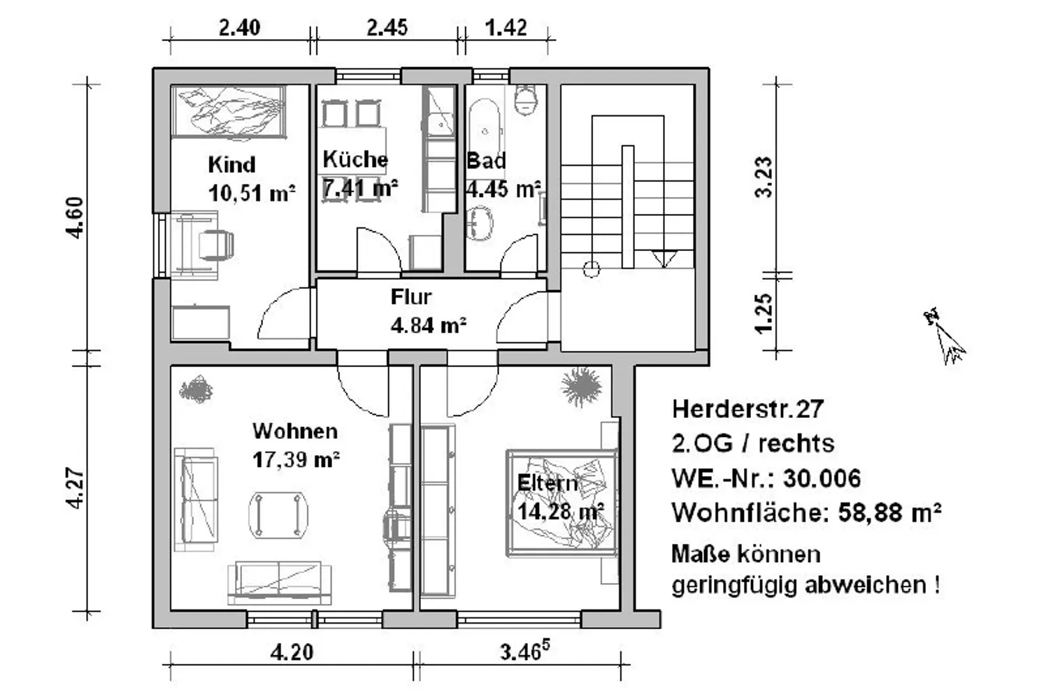 3 Zimmer Wohnung mit 59 m² in Minden – Bild 3