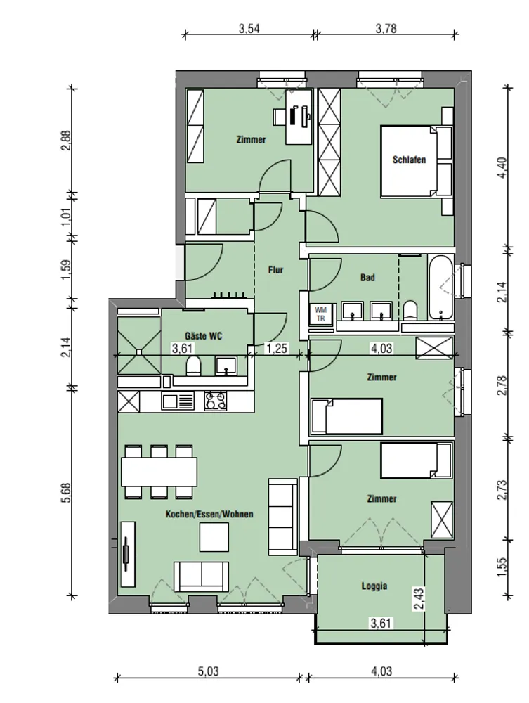5 Zimmer Wohnung mit 110 m² in Münster – Bild 3