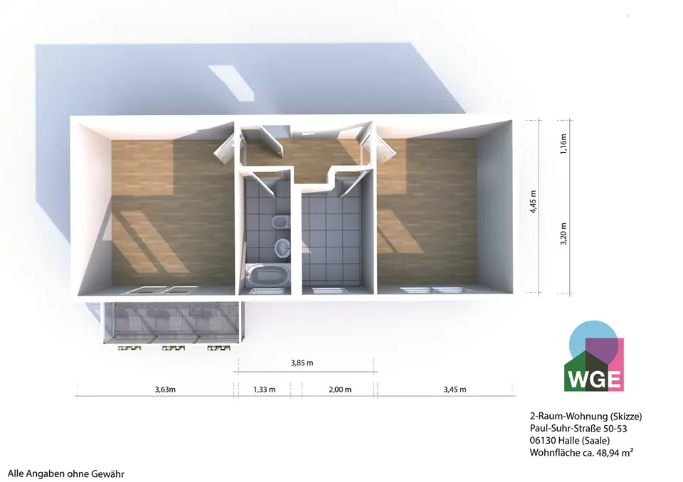 2 Zimmer Wohnung mit 49 m² in Halle (Saale) – Bild 8