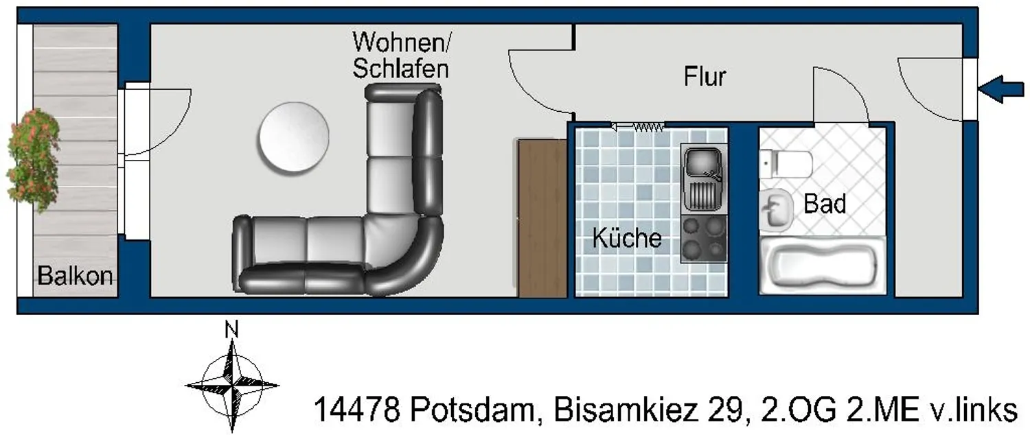 1 Zimmer Wohnung mit 36 m² in Potsdam – Bild 2
