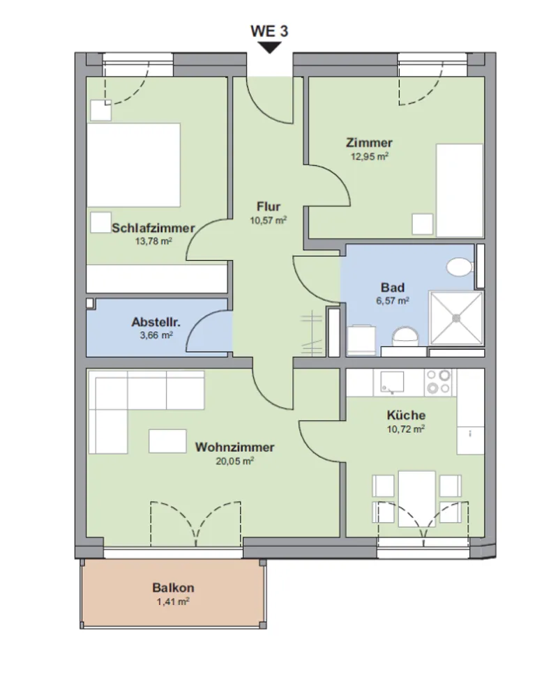 3 Zimmer Wohnung mit 80 m² in Münster – Bild 2