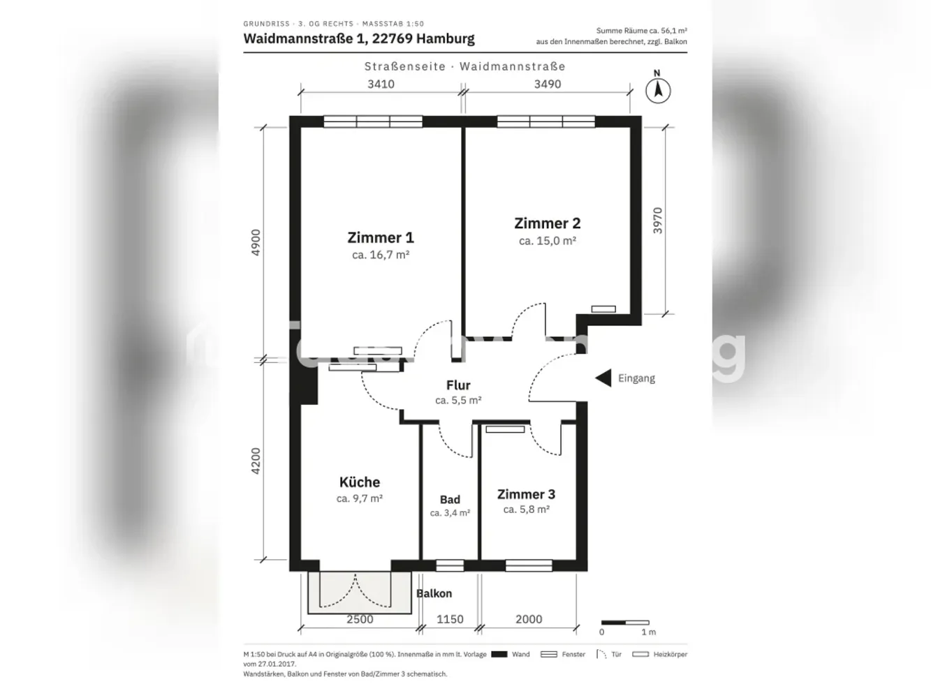 3 Zimmer Wohnung mit 55 m² in Hamburg – Bild 6