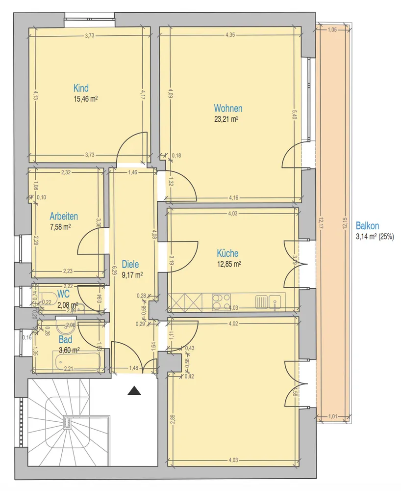 4 Zimmer Wohnung mit 95 m² in München – Bild 3