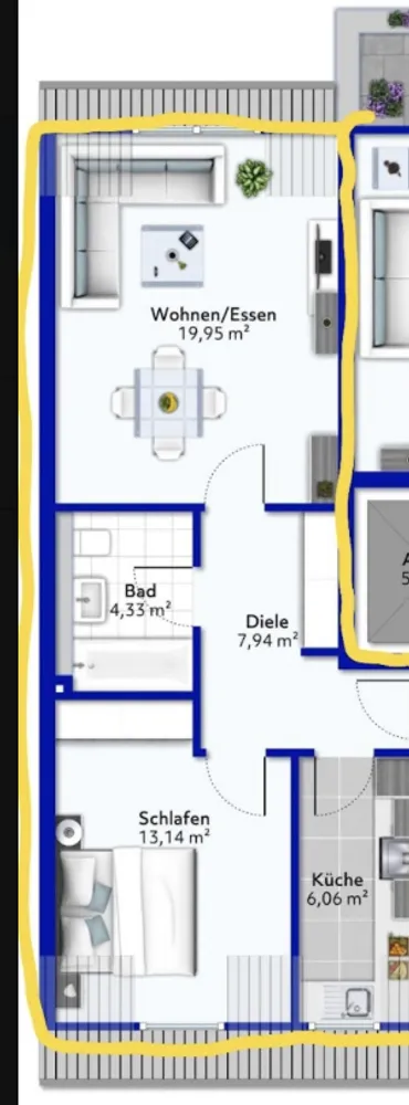 2 room apartment with 54 m² in Düsseldorf – Photo 1