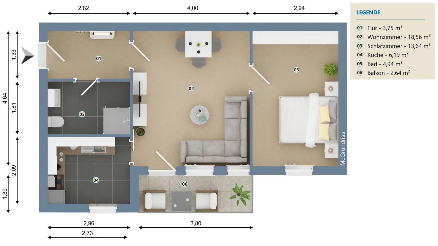 2 room apartment with 50 m² in Magdeburg – Photo 3