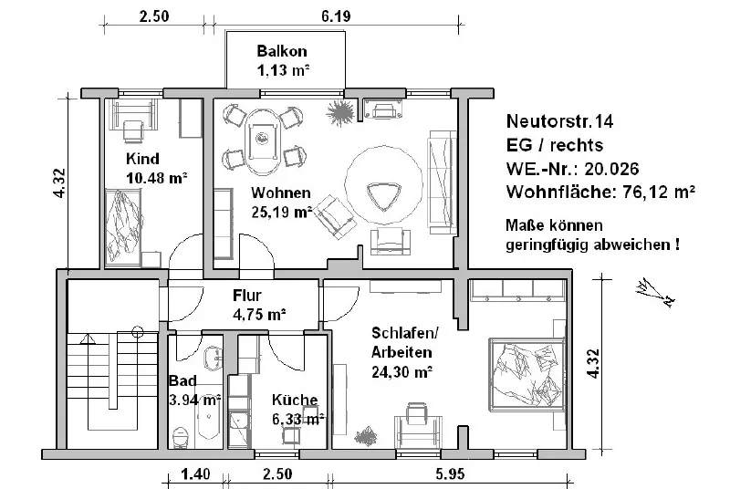 2 Zimmer Wohnung mit 47 m² in Minden – Bild 8