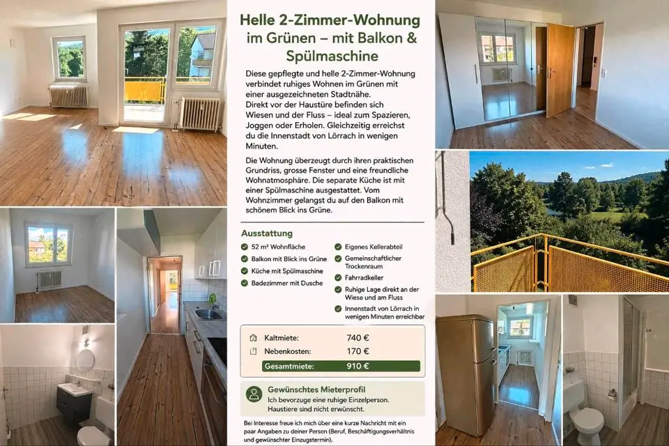 2 room apartment with 52 m² in Lörrach – Photo 1