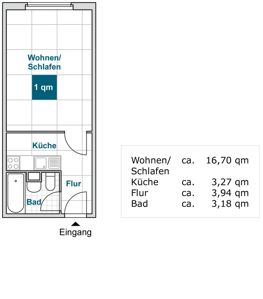 1 Zimmer Wohnung mit 27 m² in Dresden – Bild 3