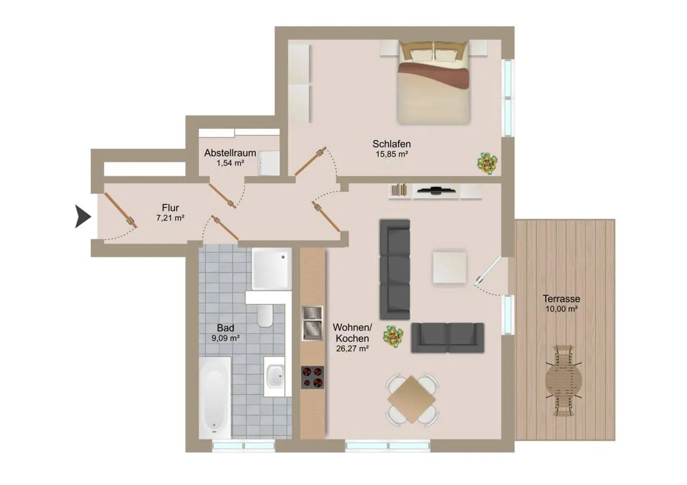 2 room apartment with 65 m² in Bitterfeld-Wolfen – Photo 3