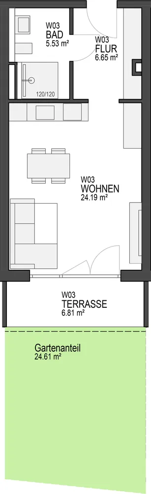 1 Zimmer Wohnung mit 40 m² in Augsburg – Bild 2