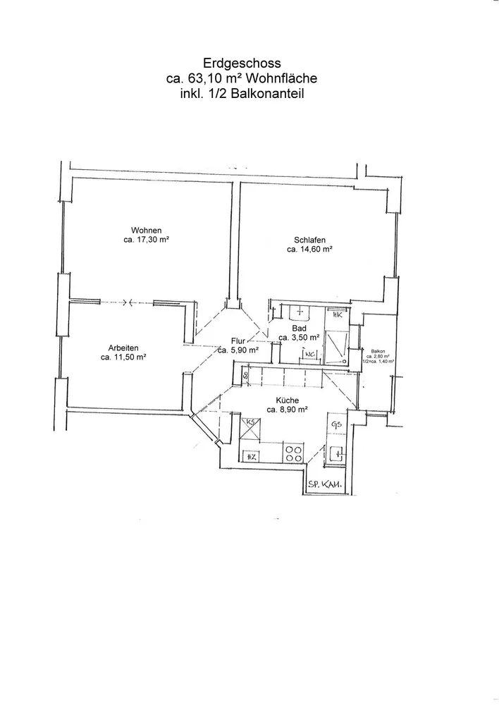 3 Zimmer Wohnung mit 63 m² in Bremen – Bild 2