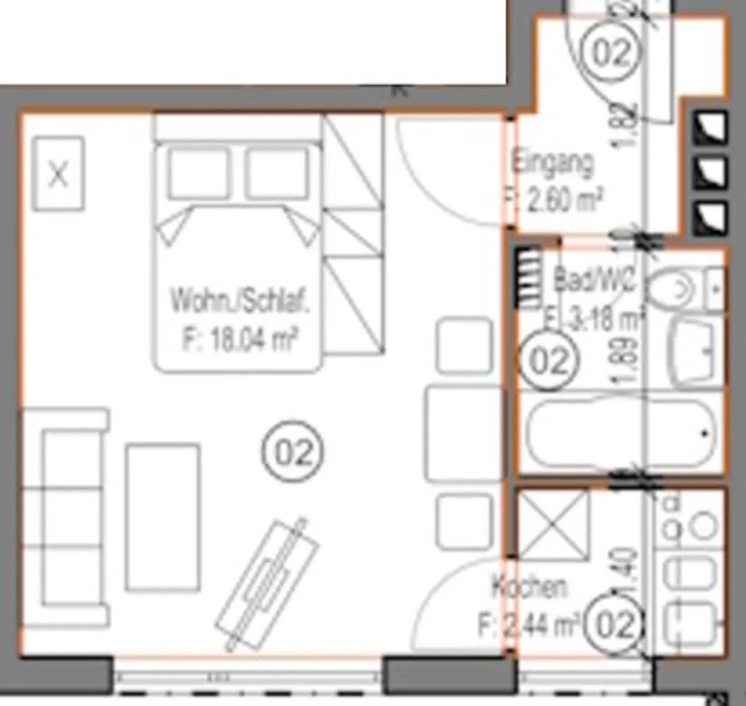 1 room apartment with 26 m² in Munich – Photo 7